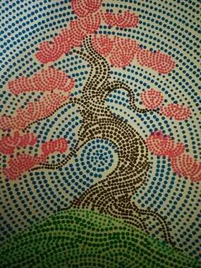 Dot Art Landscapes Cherry Blossom Bonsai Tree